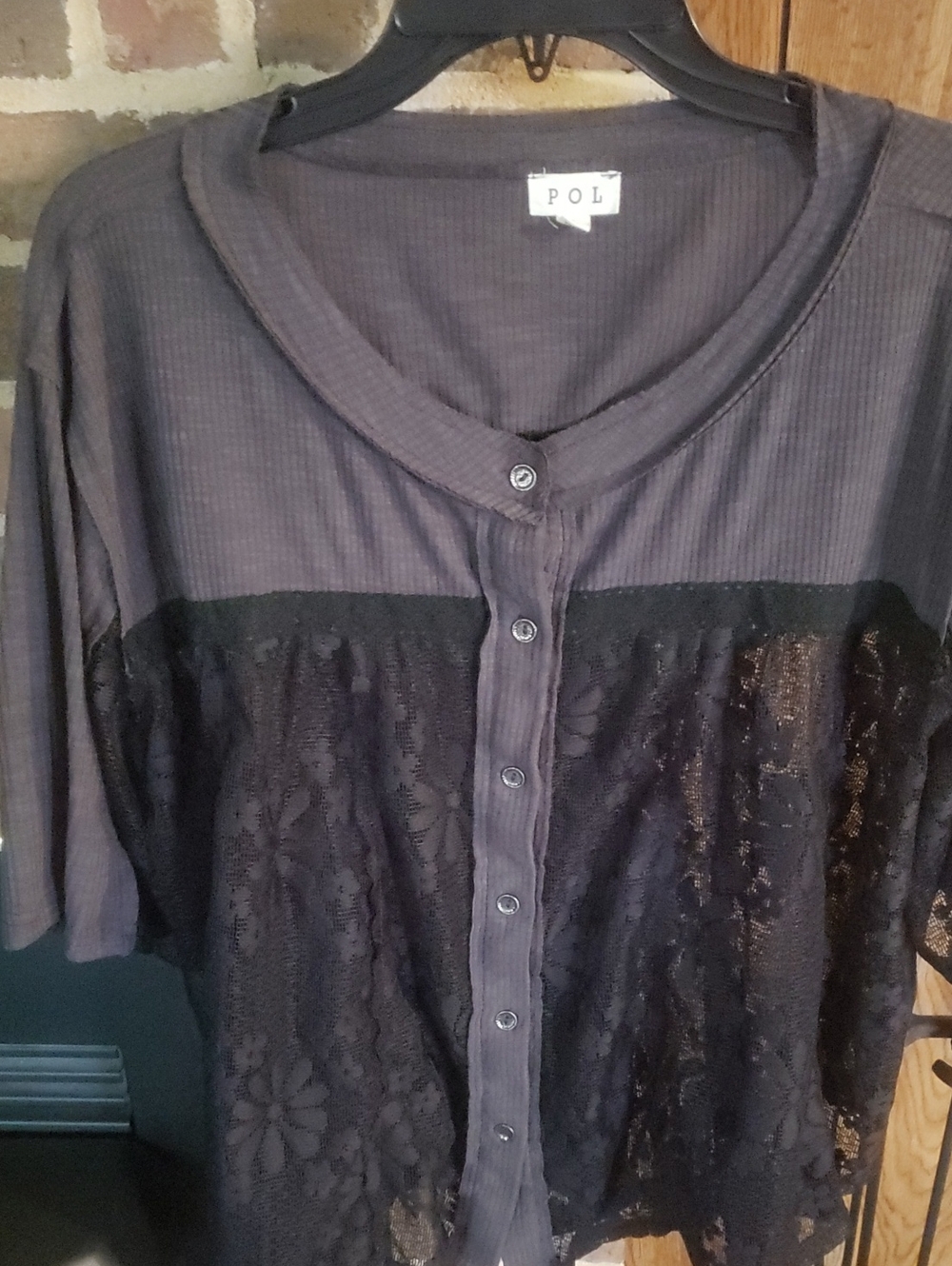 Pol Boho gray and black top.